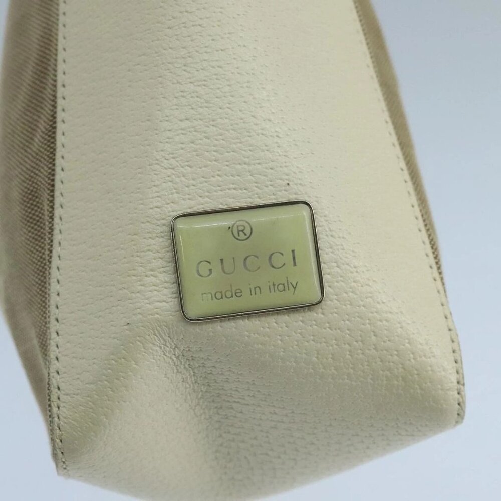 GUCCI Shoulder Bag Canvas Leather Beige White Silver - Picture 13 of 16
